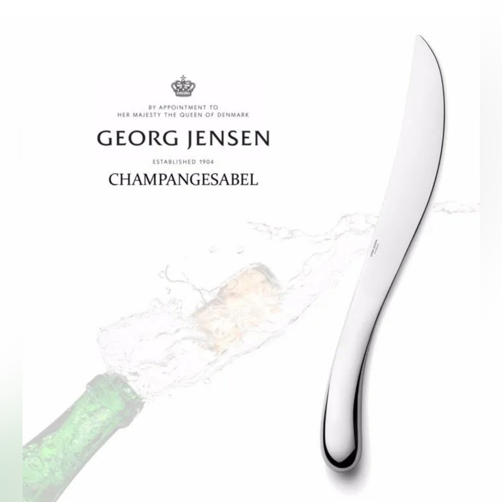 Georg Jensen Luxury Indulgence Champagne Sabre mirror polished stainless steel